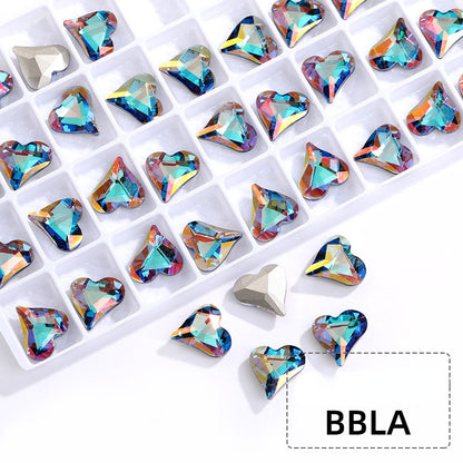 10PCS Sweet Heart Shape K9 Glass Rhinestone Exquisite Nail Art Shiny Crystal Stones for DIY Clothing Accessories