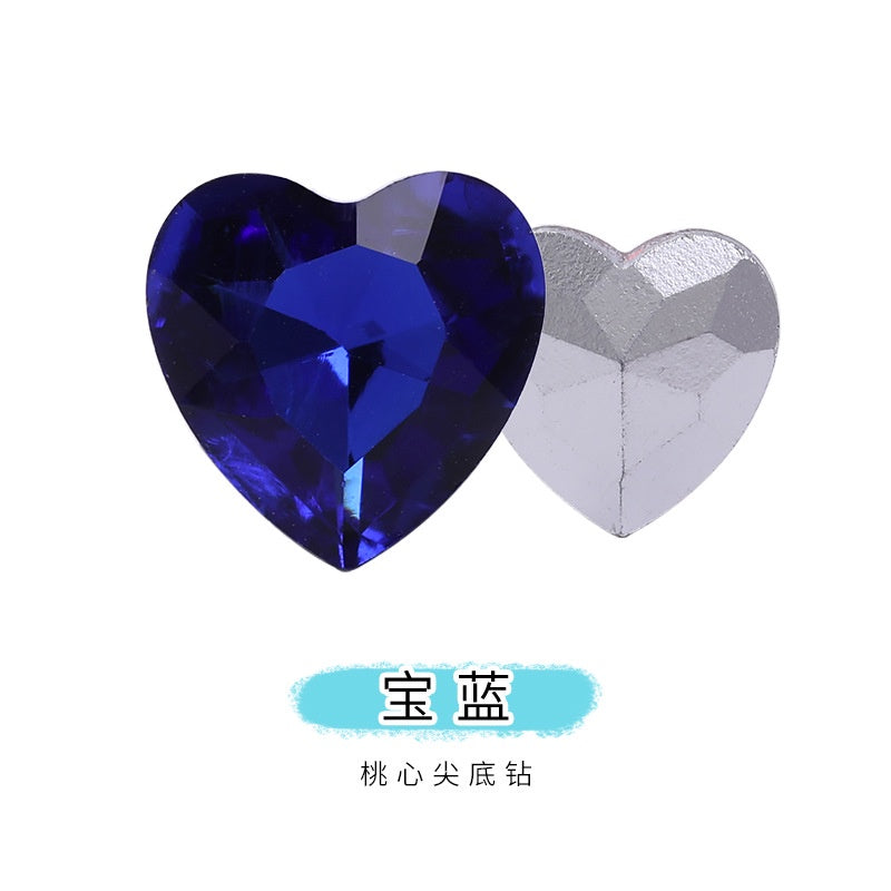 12mm Rhinestone Love Rhinestone Crystal Glass Rhinestone  Pointy Bottom Peach Heart Diy Mobile Phone Paste Rhinestone Accessories Clothing Jewelry Rhinestone