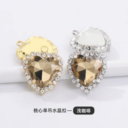 10pcs 14mm Crystal Buckle Glass Heart Claw Rhinestone Pendant Diy Clothing Accessories Materials