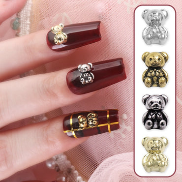 Alloy Bear Nail Art Accessories Retro Alloy Bear Cute Japanese Flat Nail Art Accessories Three-dimensional Accessories
