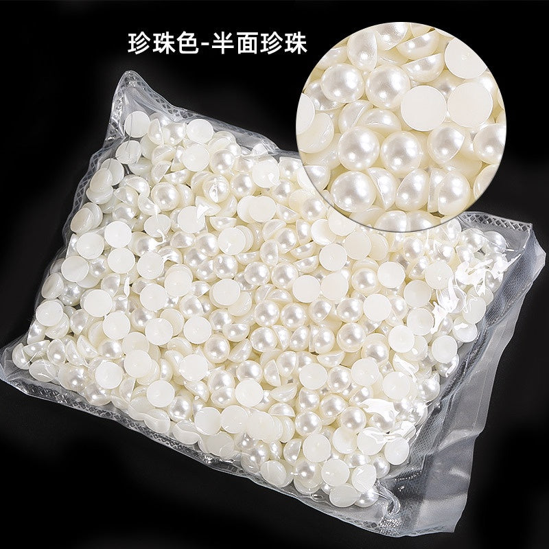 Imitation Pearl Semi-round Pearl Perforated Pearl Jewelry Materials Clothing Accessories Fake Pearl Jewelry Accessories