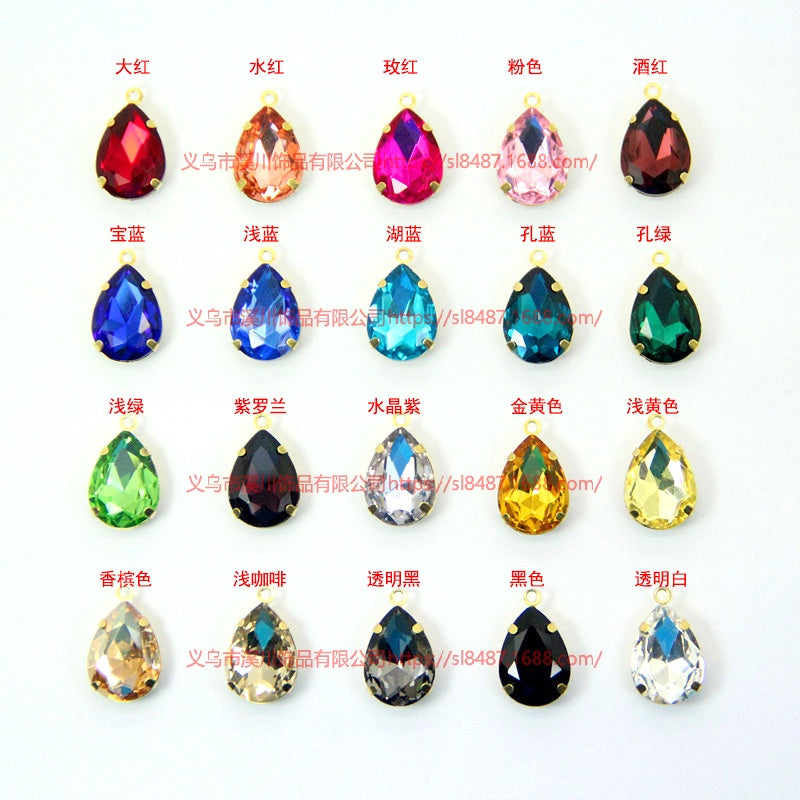 20pcs Single Hanging Water Drop Glass Claw Rhinestones with Hole Hand Seam Rhinestones Gold Single Hanging Claw Rhinestones DIY Jewelry Clothing Accessories