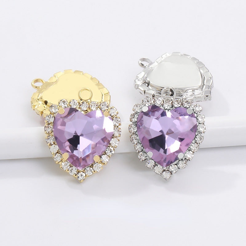 10pcs 14mm Crystal Buckle Glass Heart Claw Rhinestone Pendant Diy Clothing Accessories Materials