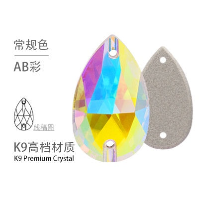 10PCS Glass Flat Seam Water Drop Hand Seam Rhinestone Super Bright AB Color Flat Seam Rhinestone
