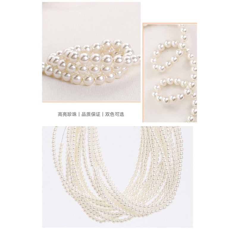 Pearl Multi Specification 3/5/6/8/10mm High Gloss Water Polished Imitation Pearl Can Perforate DIY Bracelet Necklace Accessories