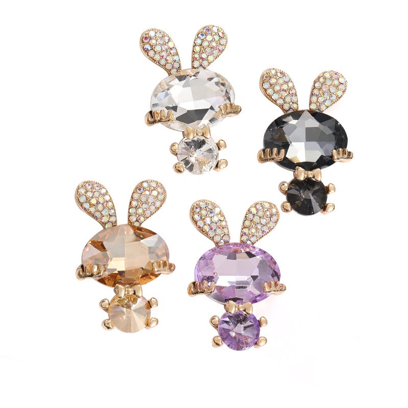 Fashion Cute Rabbit 30*44mm Crystal Rhinestone Bunny DIY Jewelry Accessories for Phone Case