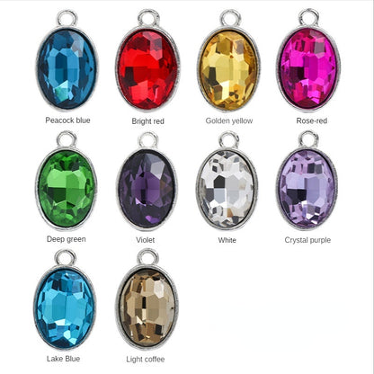 Single Hanging Oval Enclosing Edge Crystal Pendant Alloy Accessories Glass Crystal Diy Necklace Bracelet Decorative Accessories