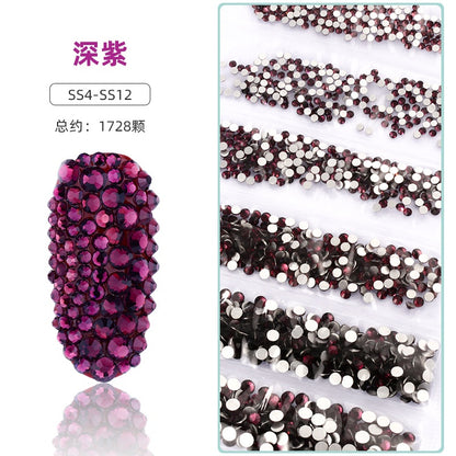 1.5-3.2mm Mixed Nail Rhinestone Small Size Mixed Size Glass Rhinestone Colorful Diamond Mixed Nail Crystal