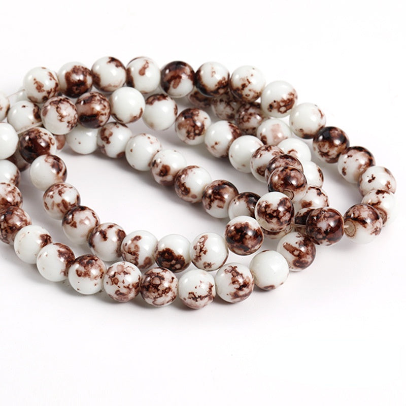 10mm Ceramics Round Beads Perforated Bead Necklace Bracelet Accessories for DIY Jewelry Making