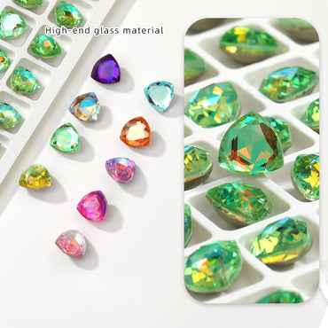 Shiny 10pcs Dazzle pointy bottom drill diy high-grade fat triangle rhinrhiner jewelry Nail accessories