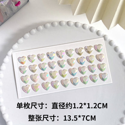 Heart Sticker Princess 3D Love Crystal Gem Sticker DIY Cup Sticker Makeup Gadget Beauty Sticker with Adhesive