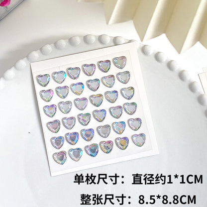 Heart Sticker Princess 3D Love Crystal Gem Sticker DIY Cup Sticker Makeup Gadget Beauty Sticker with Adhesive