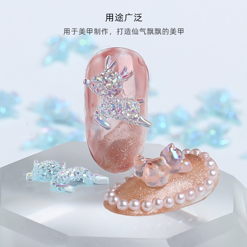 Animal Nail Ornament Resin Series Aurora Deer Nail Ornament Diy Nail Paste Diamond Material