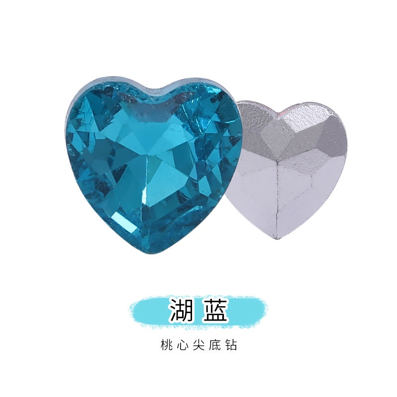 12mm Rhinestone Love Rhinestone Crystal Glass Rhinestone  Pointy Bottom Peach Heart Diy Mobile Phone Paste Rhinestone Accessories Clothing Jewelry Rhinestone