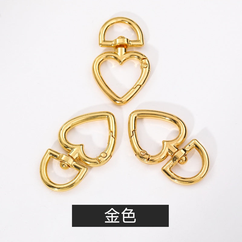 Metal Peach Heart Love Spring Buckle Keychain Dog Buckle Rope Buckle Diy Plush Doll Bag Hanging Ornament Accessories Pendant