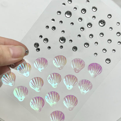 CuteMakeup Fish Scale Shell Butterfly Rhinestone Silver Diamond Face Sticker Flash Diamond Decorations