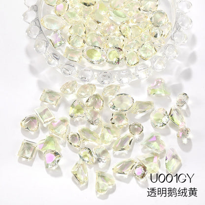 Nail Rhinestone 10pcs Glass Products Transparent Goose Down Yellow Series Crystal Mobile Phone Stick Rhinestone Diy Accessories