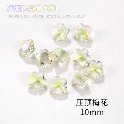 Nail Rhinestone 10pcs Glass Products Transparent Goose Down Yellow Series Crystal Mobile Phone Stick Rhinestone Diy Accessories