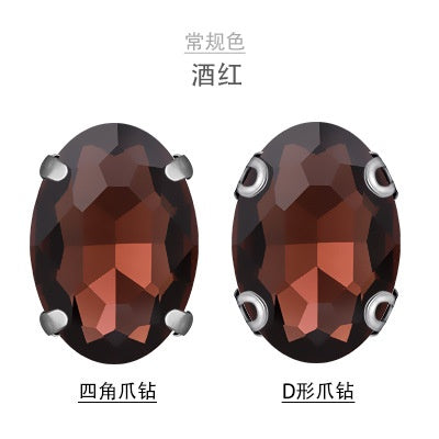 8*10mm 10*14mm Oval Shape Crystal Strass Diamond Rhinestone Sew on Clothing Garment Rhinestone with Claw for Dress