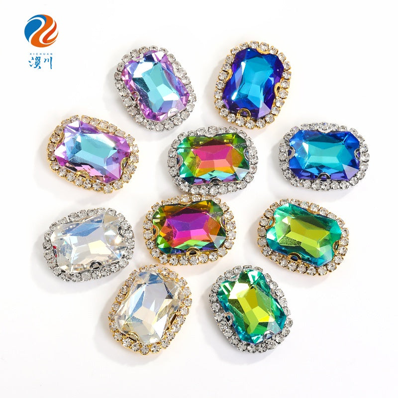 Shiny Rhinestone with Golden Bottom 13*18mm 10pcs Dazzling Setting Crystal for DIY Garment Clothing Shoes Bags Accessories