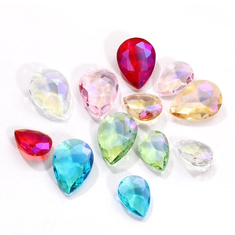 8*13mm Drop Shape Shiny Moonlight Crystal Nail Art Glass Transparent Rhinestone for DIY Phone Case Decoration