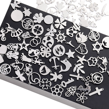 304 Stainless Steel Love Heart Diy Alloy Accessories Five-pointed Star Four-leaf Clover Earrings Bracelet Necklace Pendant Material