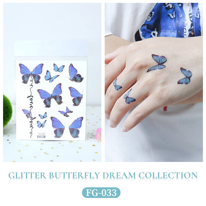 Butterfly Tattoo Sticker Waterproof Glitter Butterfly Princess Face Sticker