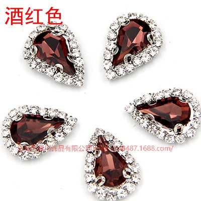 10pcs 5*8mm Sharp Drop Claw Rhinestone Sew on Crystal Rhinestone with Gold/Sliver Claw Crystal for Clothing Garment Diy Headdress Accessories