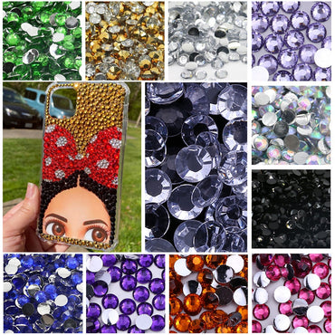 1440pcs/3mm Flat Round Nail Rhinestone DIY Phone Case Accessories Rhinestone Stick Crystal