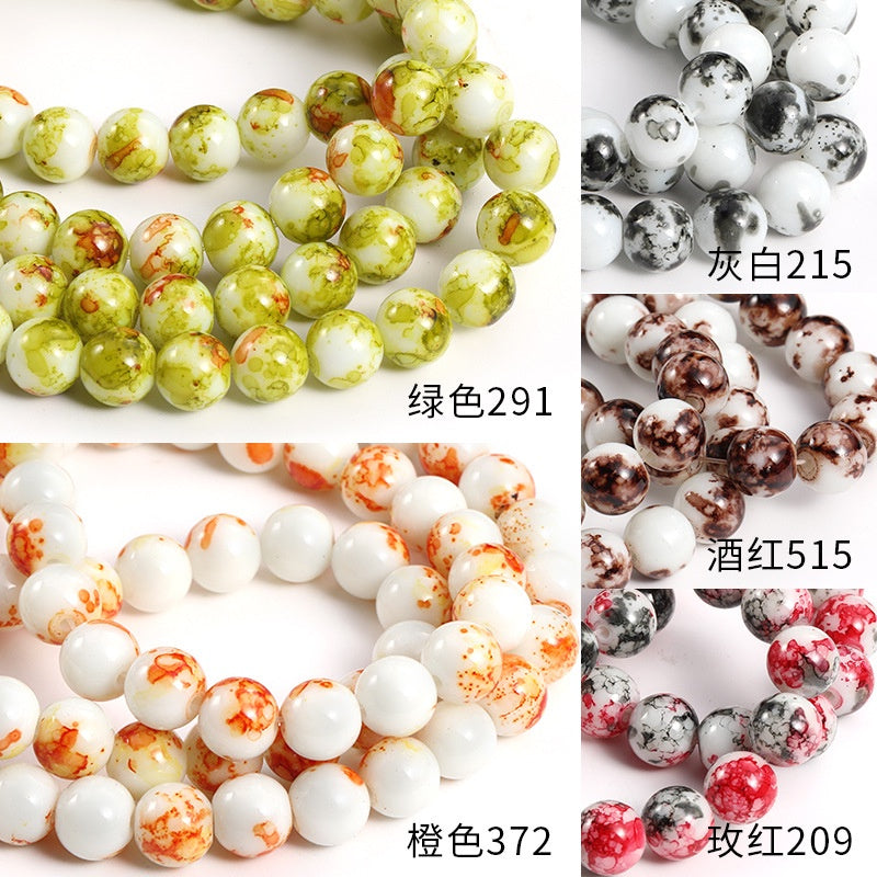 10mm Ceramics Round Beads Perforated Bead Necklace Bracelet Accessories for DIY Jewelry Making