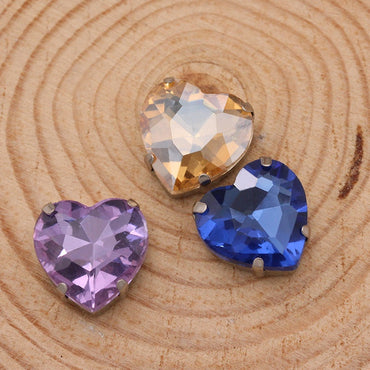Heart Shape 14/16mm Shiny Crystal Rhinestone DIY Sew On Rhinestones Clothing Garment Accessories