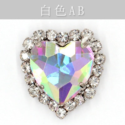 12mm 10pcs Heart Shape Crystal Rhinestone With Sliver/Gold Bottom For DIY Garment Clothing