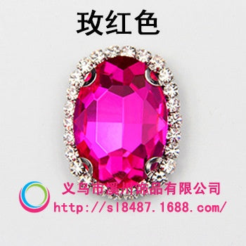 18*25mm 5pcs Oval Shape Sew On Crystal Glass Rhinestone with Gold/Sliver Bottom for DIY Clothing Accessories
