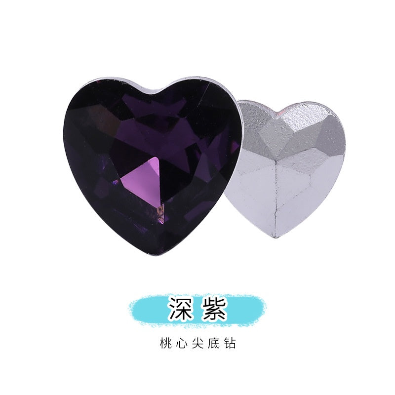 10mm Pointy Bottom Peach Heart Rhinestone Love Rhinestone Crystal Glass Rhinestone Diy Mobile Phone Paste Rhinestone Accessories Clothing Jewelry Rhinestone