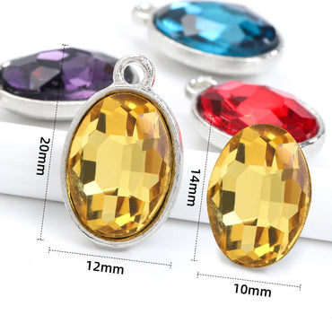 Single Hanging Oval Enclosing Edge Crystal Pendant Alloy Accessories Glass Crystal Diy Necklace Bracelet Decorative Accessories