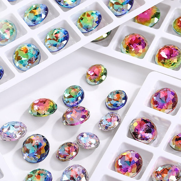8mm/10mm Shiny Round K9 Fancy Crystal Nail Art Rhinestone for DIY Jewelry Making