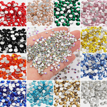 288pcs/6mm Flat Round Nail Rhinestone DIY Phone Case Accessories Rhinestone Stick Crystal