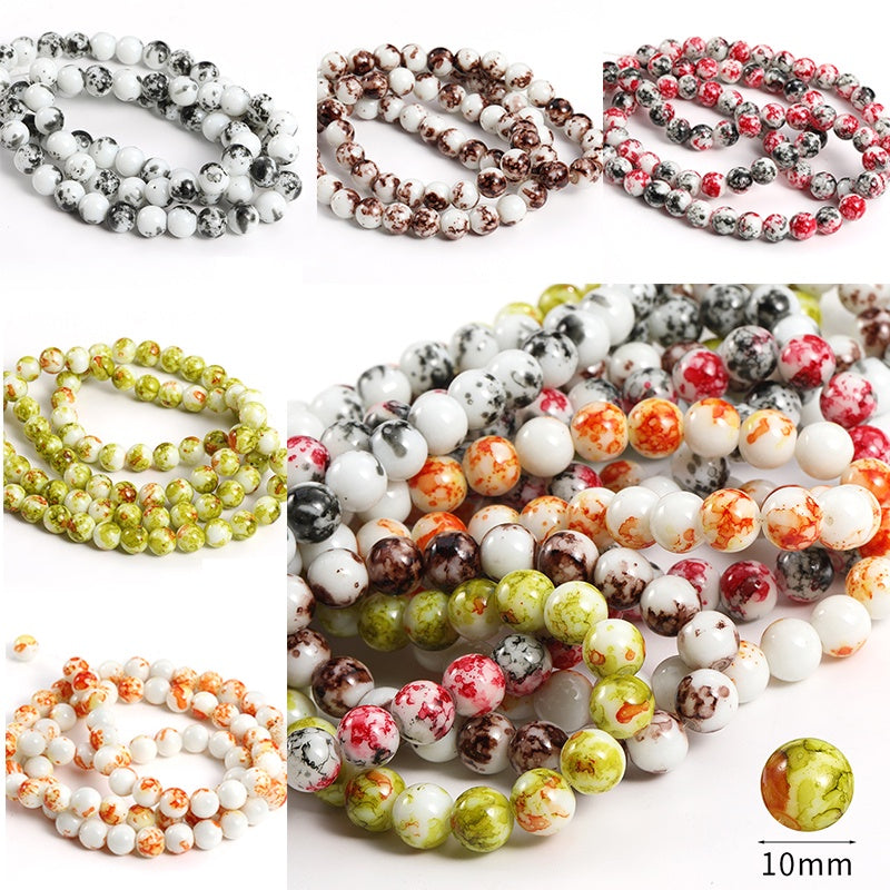 10mm Ceramics Round Beads Perforated Bead Necklace Bracelet Accessories for DIY Jewelry Making