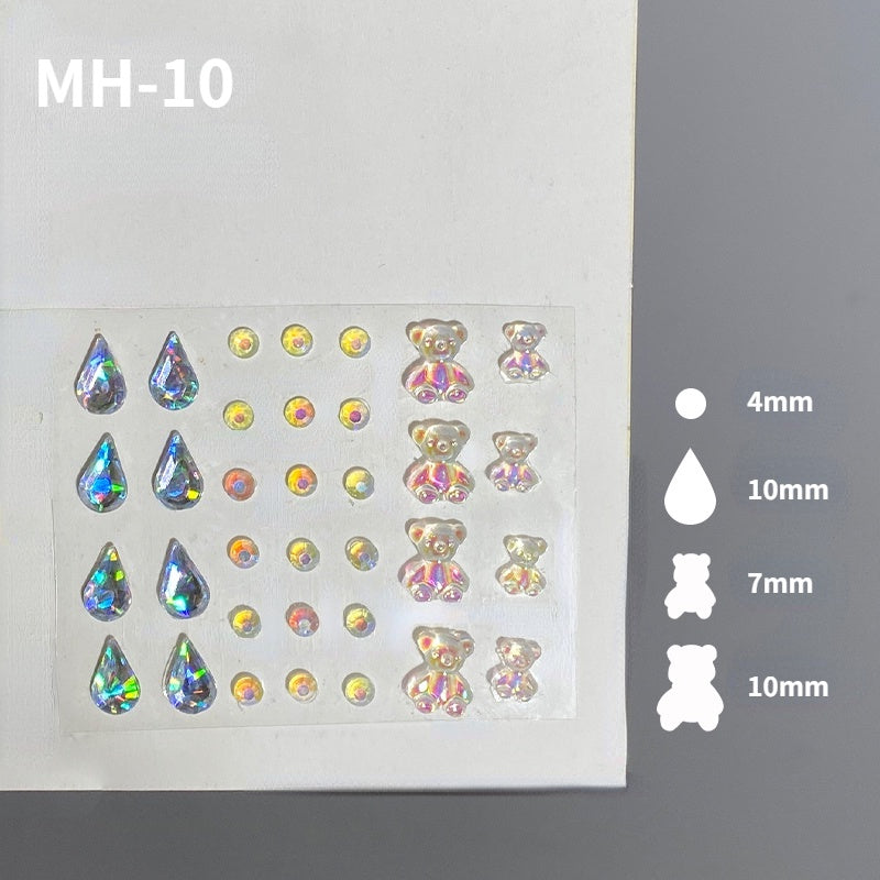 Butterfly Rhinestone Tear Eye Paste Pearl Glue Eyebrow Paste Eye Paste Forehead Face Paste Rhinestone Resin Gem Nail DIY