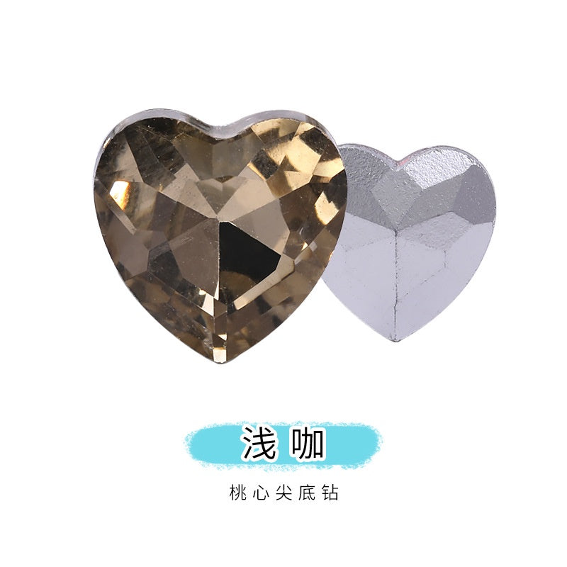 10mm Pointy Bottom Peach Heart Rhinestone Love Rhinestone Crystal Glass Rhinestone Diy Mobile Phone Paste Rhinestone Accessories Clothing Jewelry Rhinestone