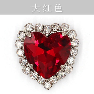 12mm 10pcs Heart Shape Crystal Rhinestone With Sliver/Gold Bottom For DIY Garment Clothing