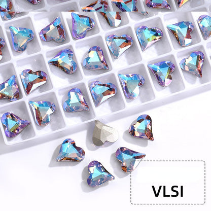 10PCS Sweet Heart Shape K9 Glass Rhinestone Exquisite Nail Art Shiny Crystal Stones for DIY Clothing Accessories