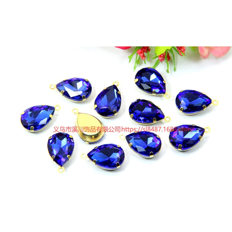 20pcs Single Hanging Water Drop Glass Claw Rhinestones with Hole Hand Seam Rhinestones Gold Single Hanging Claw Rhinestones DIY Jewelry Clothing Accessories