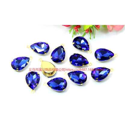20pcs Single Hanging Water Drop Glass Claw Rhinestones with Hole Hand Seam Rhinestones Gold Single Hanging Claw Rhinestones DIY Jewelry Clothing Accessories