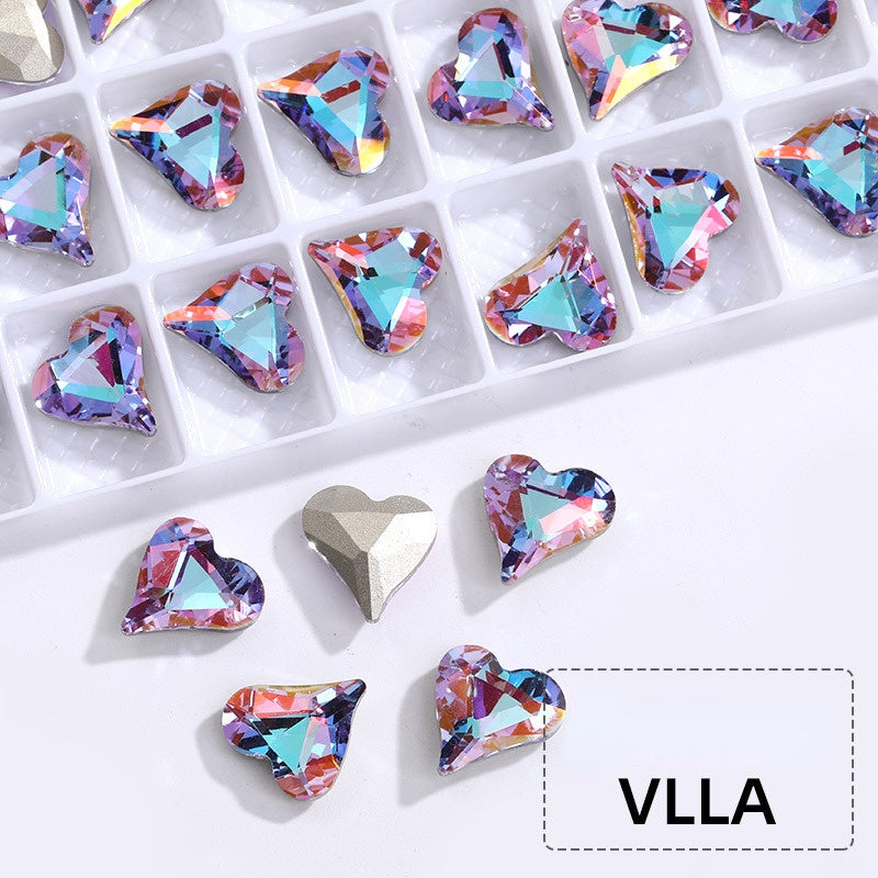 10PCS Sweet Heart Shape K9 Glass Rhinestone Exquisite Nail Art Shiny Crystal Stones for DIY Clothing Accessories