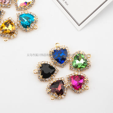 10pcs 14mm Crystal Buckle Glass Heart Claw Rhinestone Pendant Diy Clothing Accessories Materials