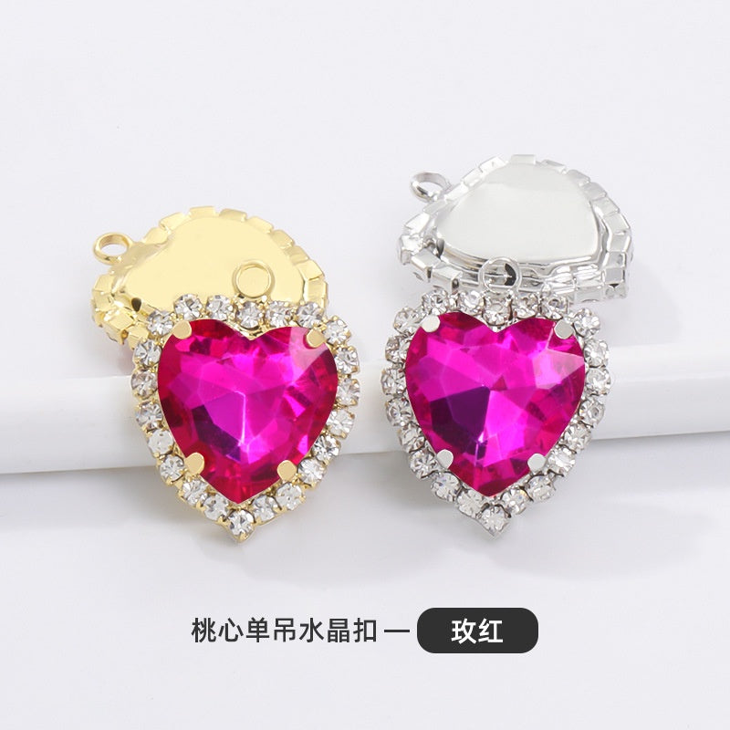 10pcs 14mm Crystal Buckle Glass Heart Claw Rhinestone Pendant Diy Clothing Accessories Materials