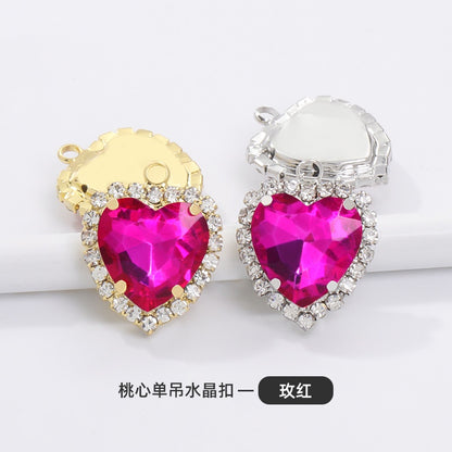 10pcs 14mm Crystal Buckle Glass Heart Claw Rhinestone Pendant Diy Clothing Accessories Materials