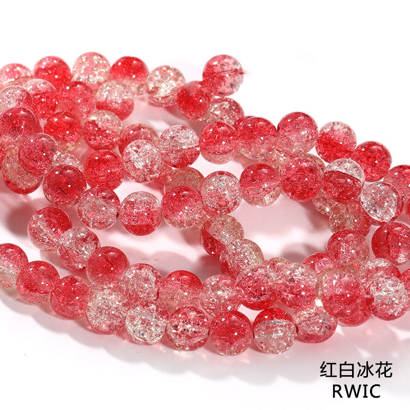 10mm 80pcs Crack beads Jade broken beads explosive glass beads ice cracked floral beads glass diy accessory bracelet beaded