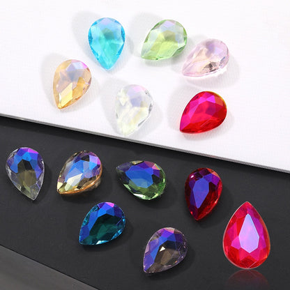 8*13mm Drop Shape Shiny Moonlight Crystal Nail Art Glass Transparent Rhinestone for DIY Phone Case Decoration